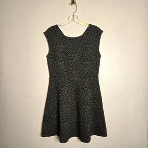 Drak Edgy Leopard Print Fit & Flare Mini Dress Gray 6P Skater Textured Loft NWT